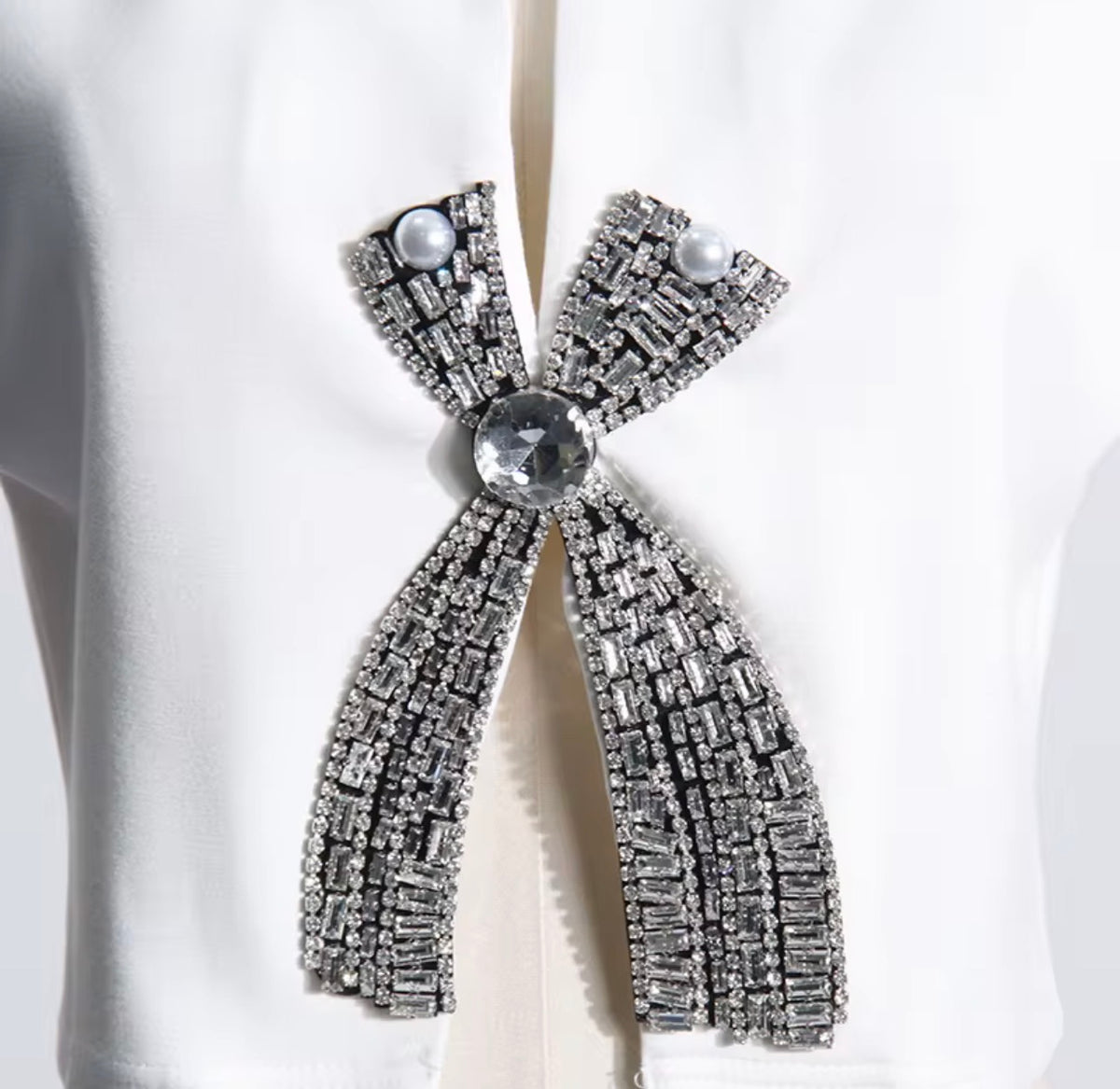 Aurelia Crystal Bow Cropped Top