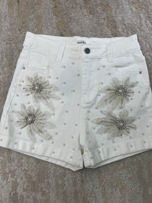 White denim short