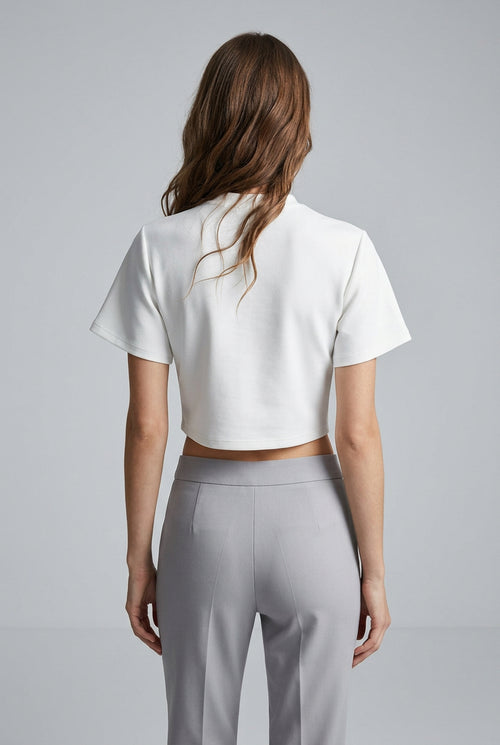 Aurelia Crystal Bow Cropped Top