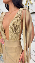 GOLD DRESS WHIT CROCHET
